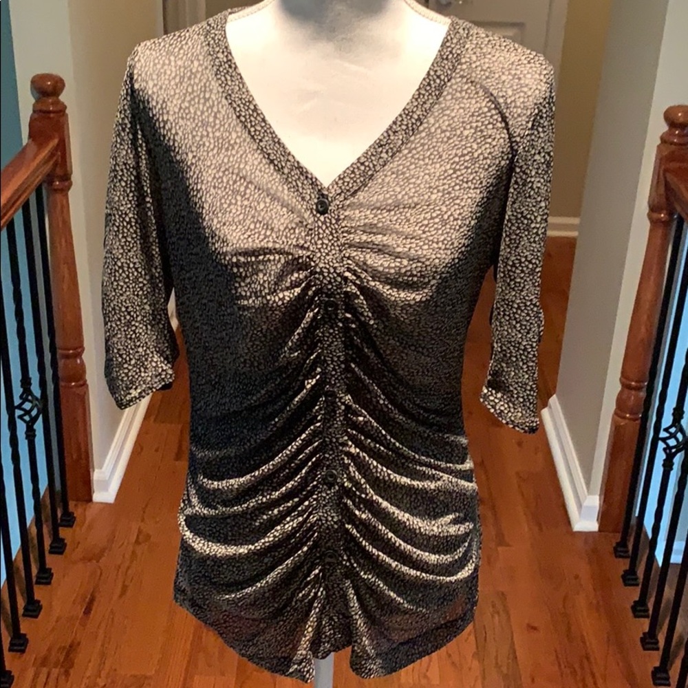 CAbi Animal print button down front shirt